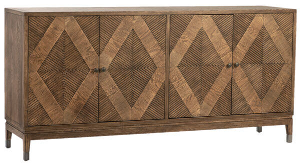Touta Oak Wood Sideboard Cabinet with romboidal design on doors