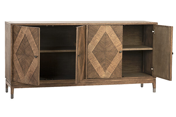 Touta Oak Wood Sideboard Cabinet with 4 opened doors
