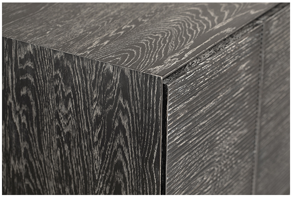 Black wash wood sideboard close up