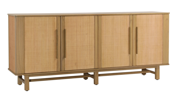 Light wood sideboard with rattan doors