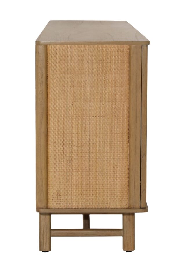 Light wood sideboard with rattan doors, profile