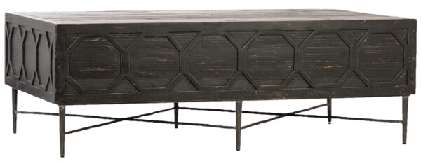 Black coffee table with iron base