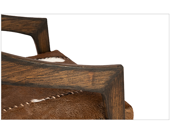 Goat Hide and Wood Accent Chair close view