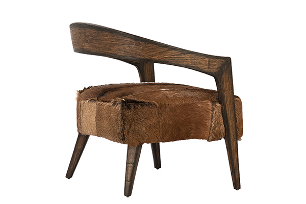 Goat Hide and Wood Accent Chair