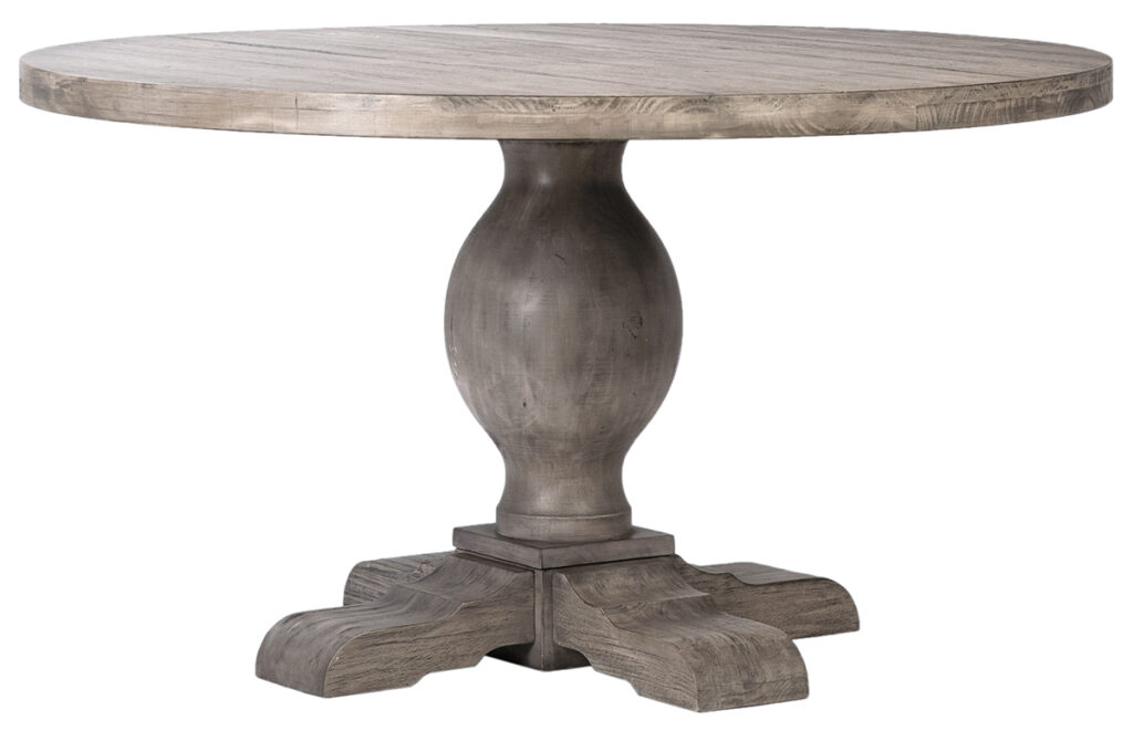 54″ Round Pine Wood Dining Table