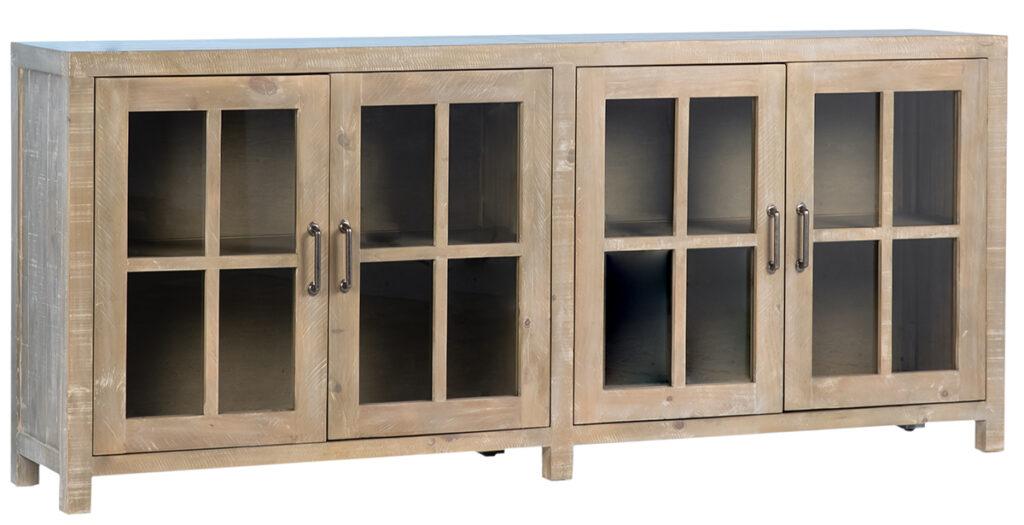 83″ Reclaimed Wood and Glass Cabinet