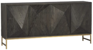 73″ Bolzano Dark Elm Wood Sideboard With Brass Finish Iron Base