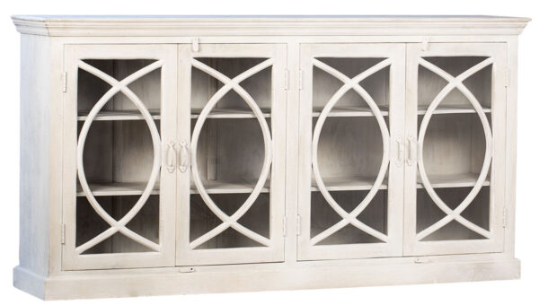 white wash wood glass cabinet