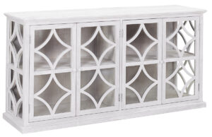 72″ Rivera Whitewash Glass Sideboard