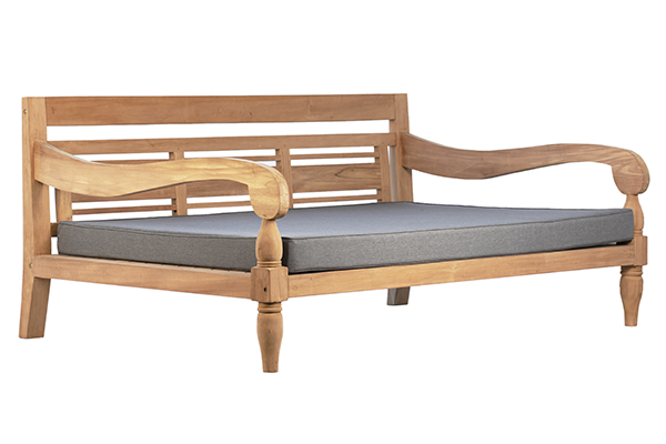 Outdoor teak daybed with cushion