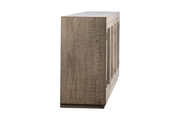 natural wood glass cabinet side view