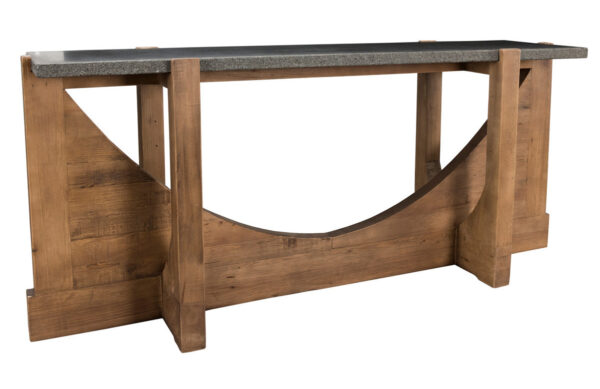 Wood console table with stone top