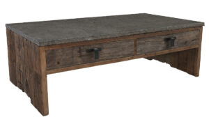 50″ Rustic Coffee Table with Stone Top