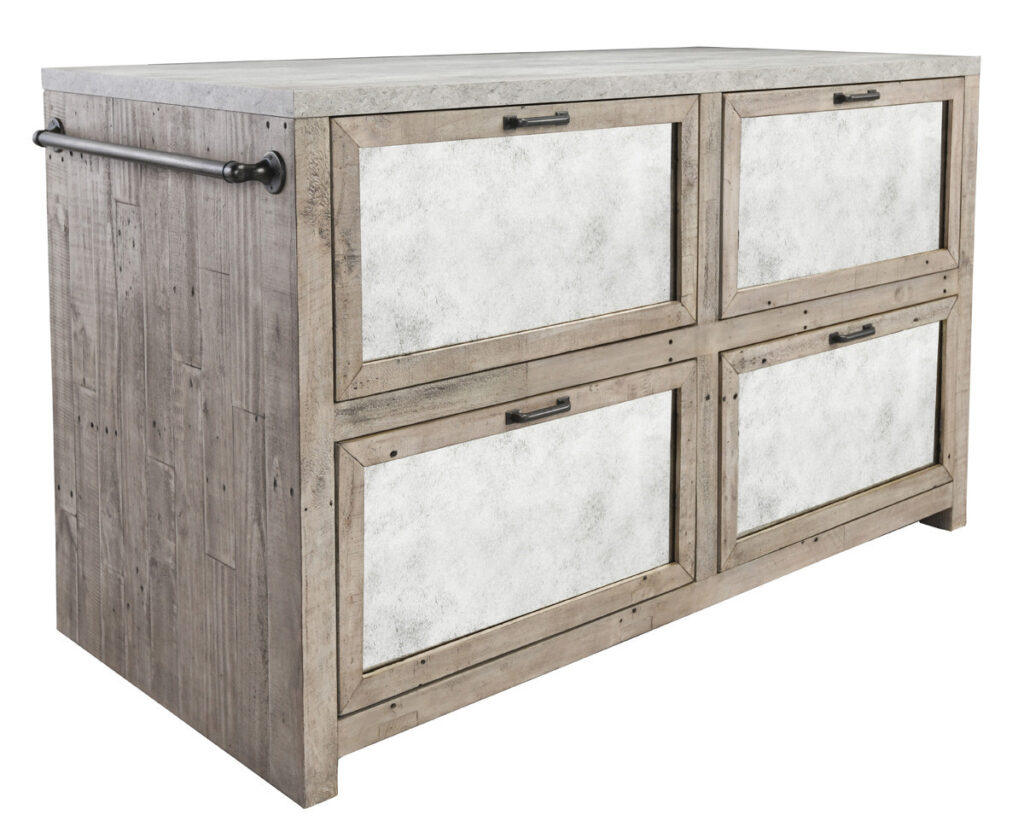 Henry 60″ Wood and Concrete Top Island Cabinet
