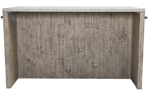 light wood and concrete island cabinet wood close up