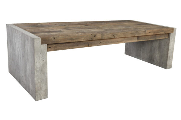 Rectangular Wood and Cement Coffee Table
