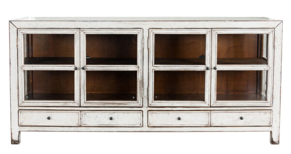 white wood glass cabinet front view