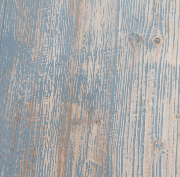 light distressed blue wood sideboard top view