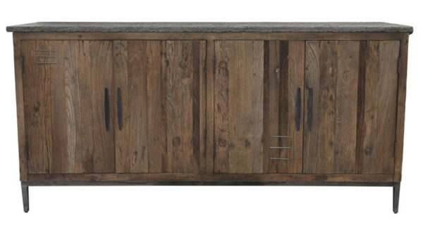 Reclaimed Wood and Stone Sideboard front view