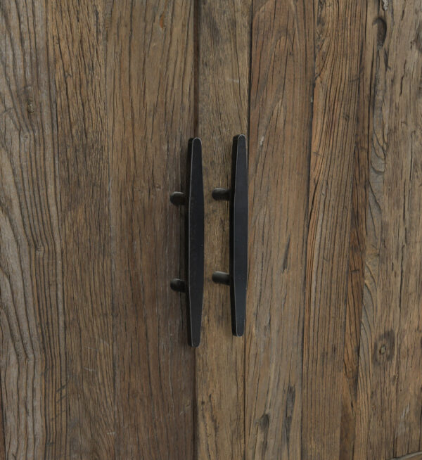 Reclaimed Wood and Stone Sideboard door handle close up
