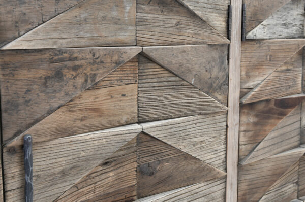 Rustic reclaimed wood sideboard with triangular wood design