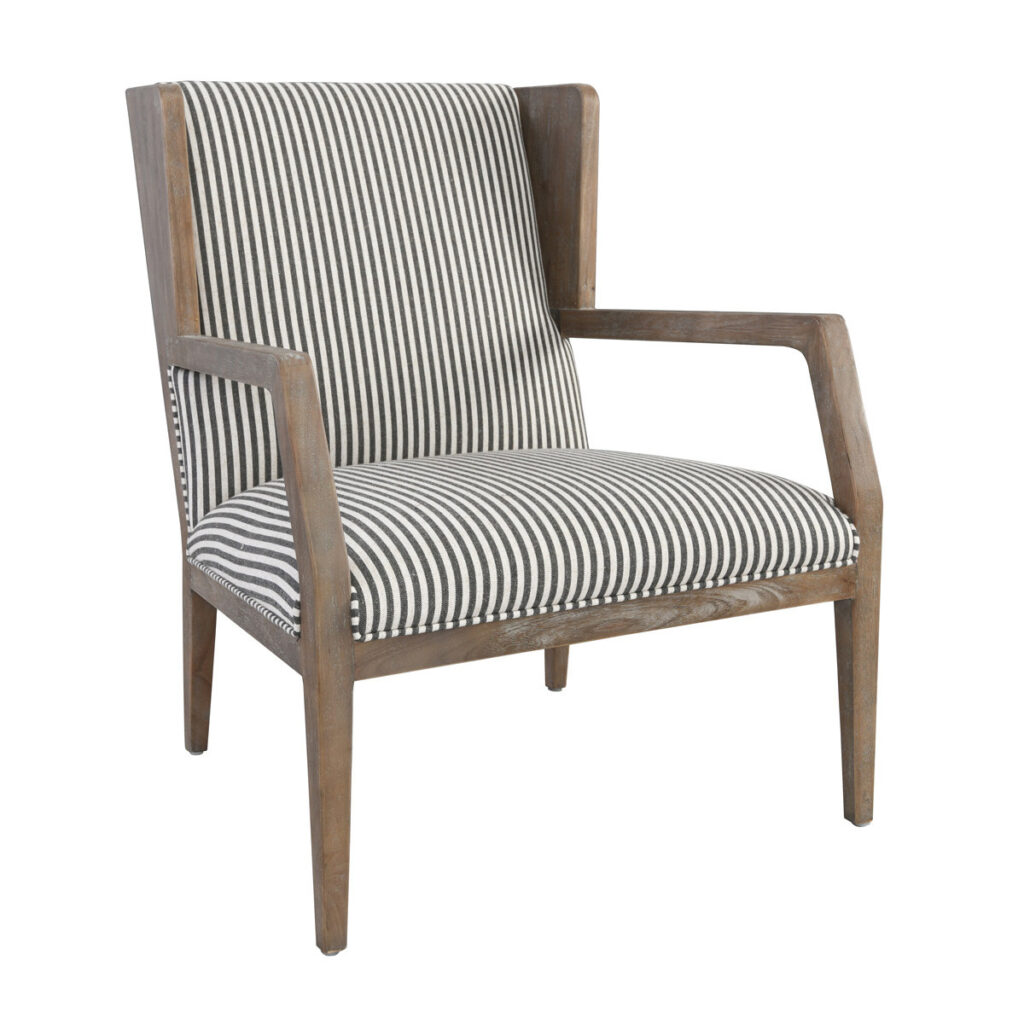 York Striped and Wood Accent Chair