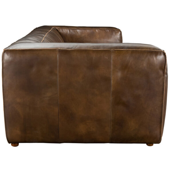 Modern leather sofa side view