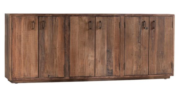 Rustic and chic reclaimed wood buffet in rich brown finish