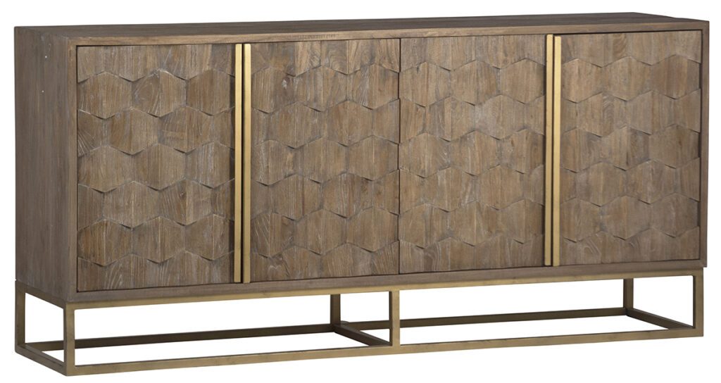 75″ Trento Reclaimed Wood and Brass Cabinet