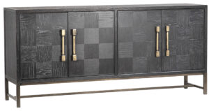 73″ Strauss Black Oak Wood and Iron Cabinet