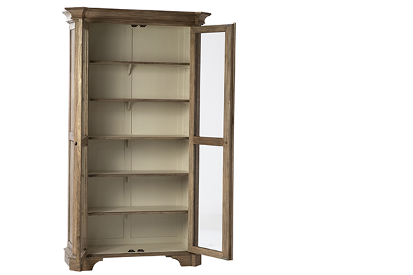 Tall bookcase with glass doors and 5 interior shelves