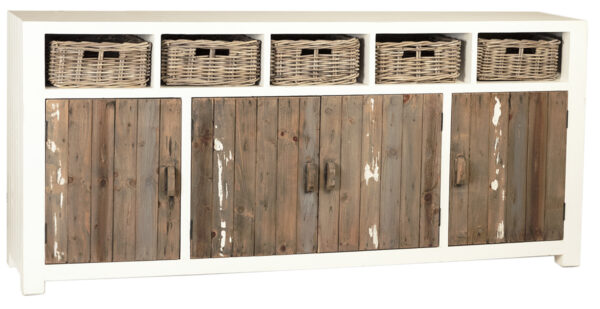 white and wood sideboard