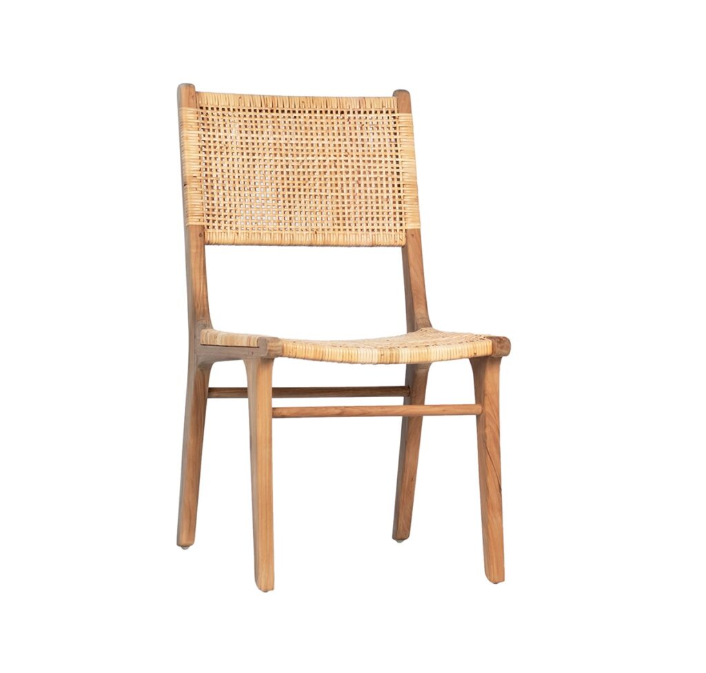 Teak and Rattan Dining Chair