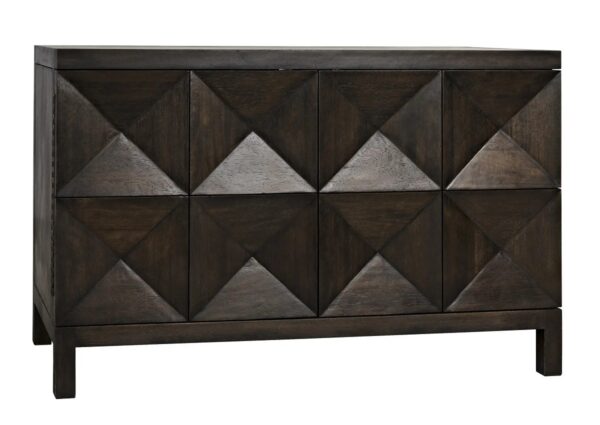 52 inch sideboard in black finish with 2 geometrically carved doors