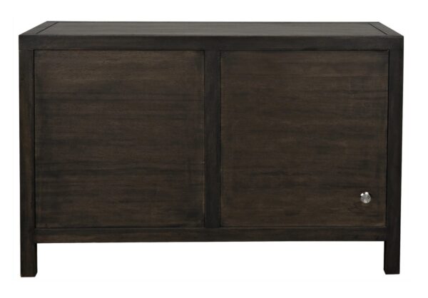 52 inch sideboard in black finish with 2 geometrically carved doors, back