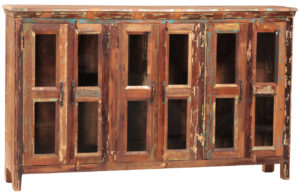 71″ Nantucket Style Wood and Glass Sideboard
