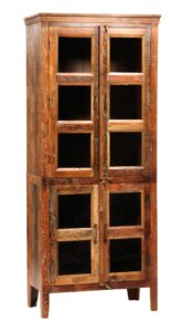 84″ Reclaimed Wood Glass Nantucket Cabinet