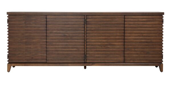 Dark brown, mid century style sideboard, front