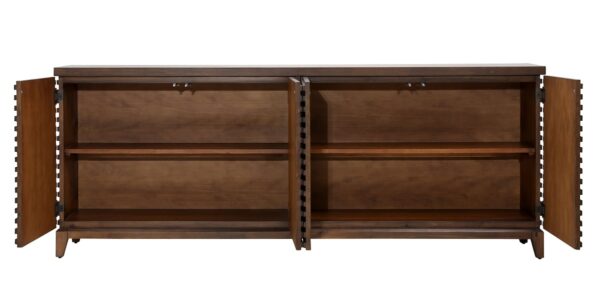 Dark brown, mid century style sideboard, open