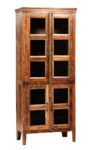 84″ Reclaimed Wood Glass Nantucket Cabinet