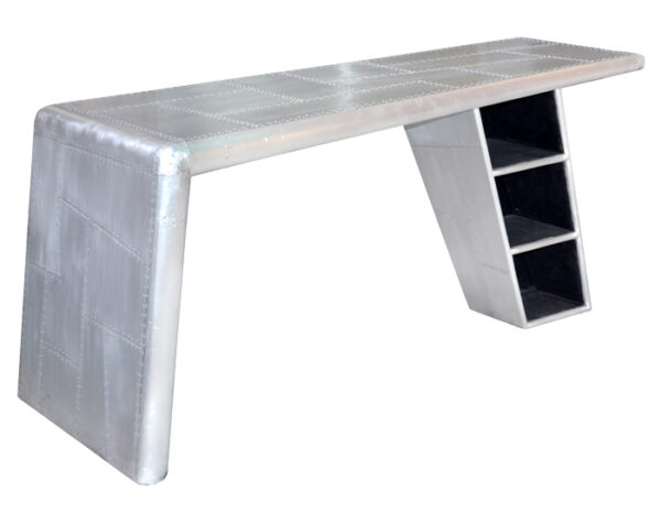 Aluminum desk with shelves