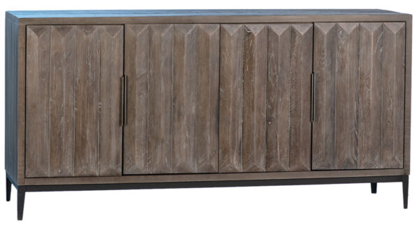 Grey wood sideboard with iron base