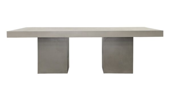 Modern, grey, concrete dining table for outdoor use, front