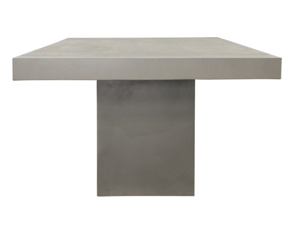 Modern, grey, concrete dining table for outdoor use, profile
