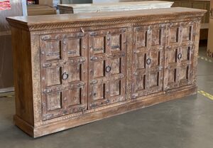 92″ Solid Teak Cabinet with Vintage Indian Doors