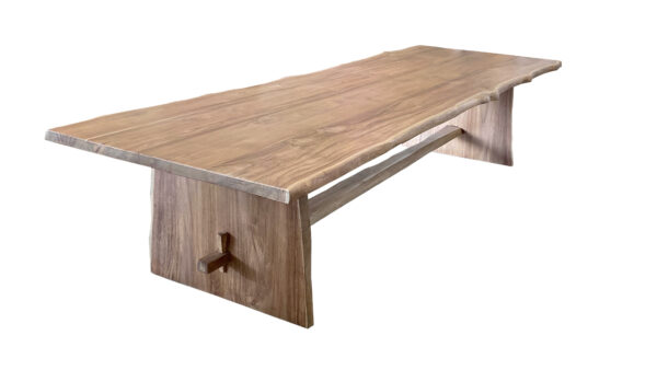 natural wood tone live edge dining table