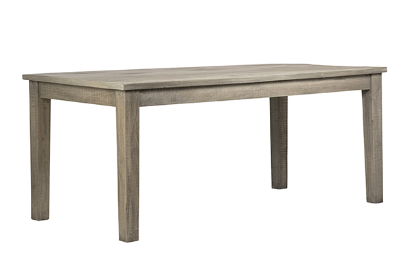 grey wood dining table corner view