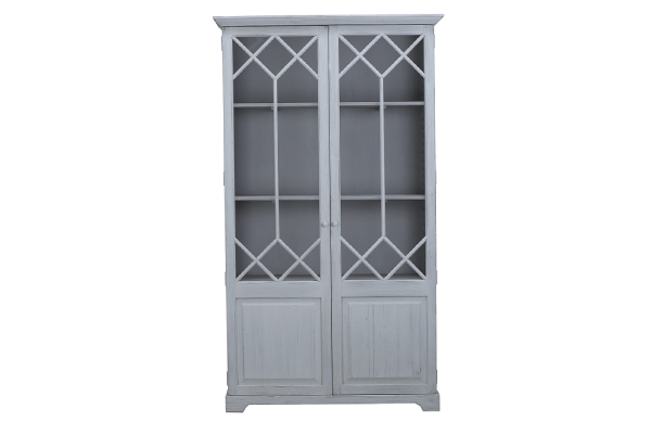 tall white wash glass cabinet