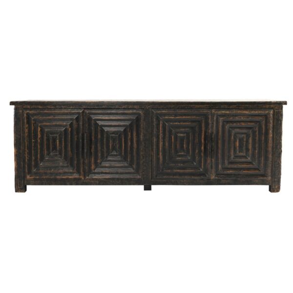 distressed wood sideboard front view