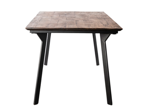 dining table with iron legs profile view